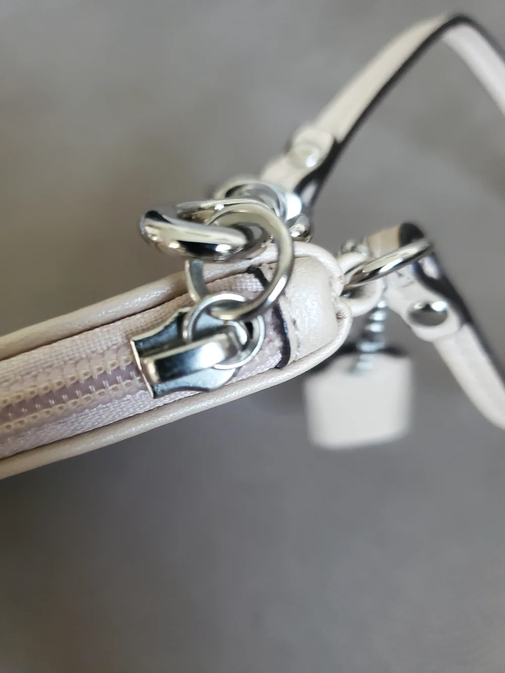 Coach Small Leather Wristlet in Light Cream